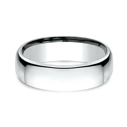 14K White Gold European Comfort Fit Band Benchmark Rings