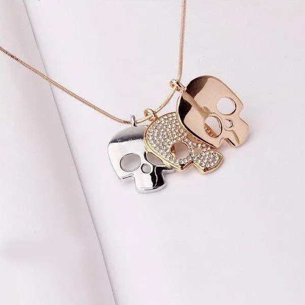 3 Skulls Necklace Zapps Clothing Necklaces