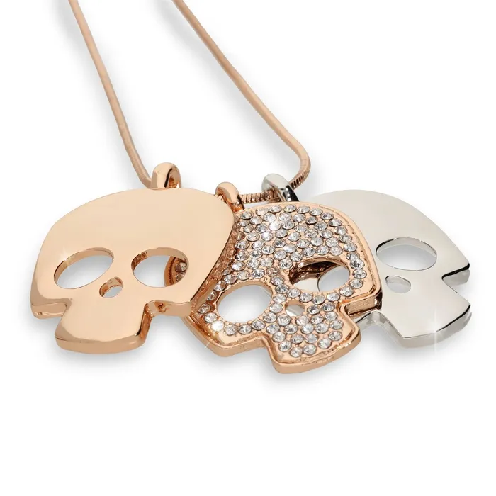 3 Skulls Necklace Zapps Clothing Necklaces