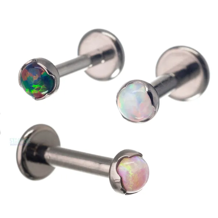 3mm ProngSet Opal Cabochon on Flatback Anatometal Earrings