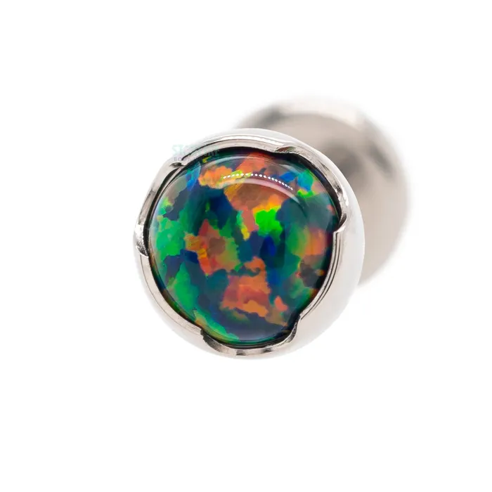 3mm ProngSet Opal Cabochon on Flatback Anatometal Earrings
