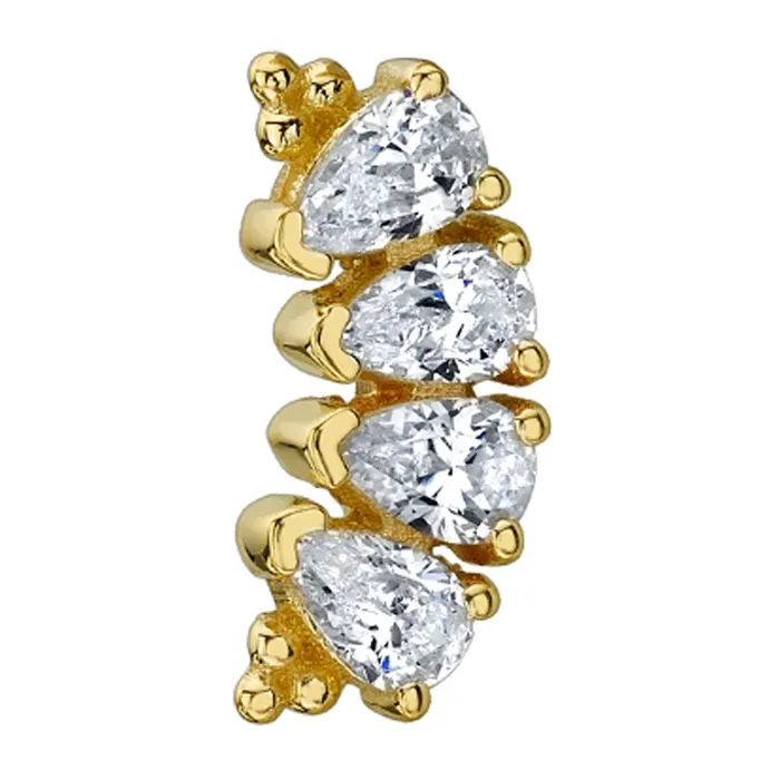 4 Gem Pear Panaraya Threaded End in Gold with White CZs Body Vision BVLA Necklaces 4 Gem Pear Panaraya Threaded End in Gold with White CZs Body Vision BVLA Necklaces