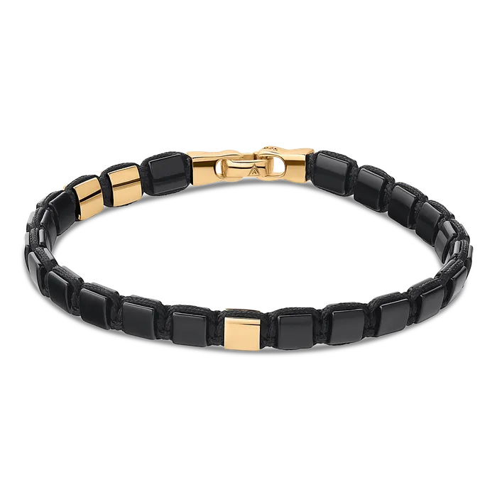 4mm Bead with Clasp Rings Matte Black Onyx Gold Vermeil 4mmFlat