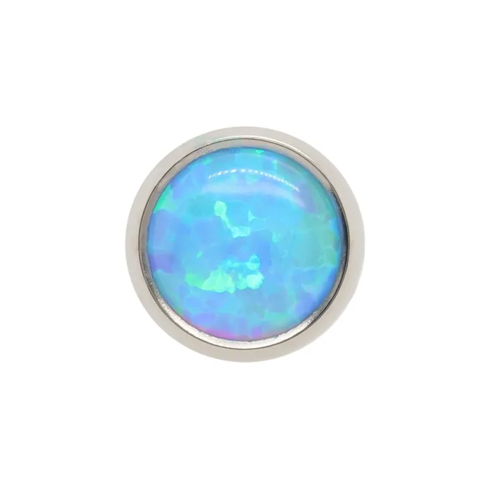 5mm BezelSet Opal Cabochon Threaded End Industrial Strength IS Earrings