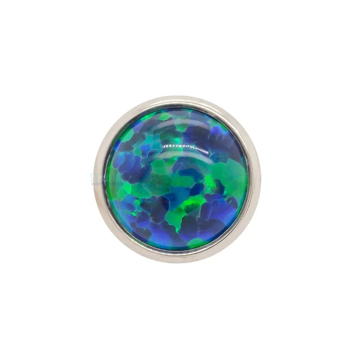 5mm BezelSet Opal Cabochon Threaded End Industrial Strength IS Earrings