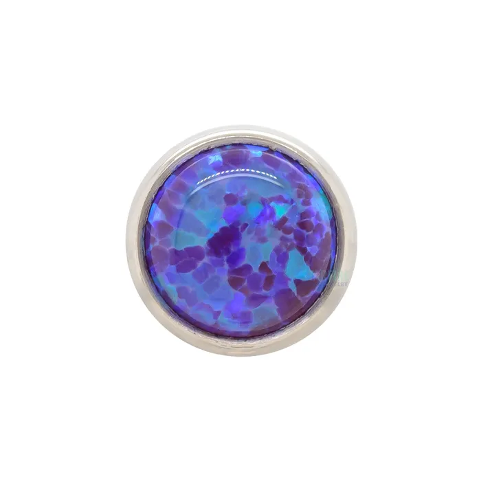 5mm BezelSet Opal Cabochon Threaded End Industrial Strength IS Earrings