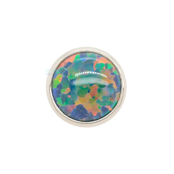 5mm BezelSet Opal Cabochon Threaded End Industrial Strength IS Earrings