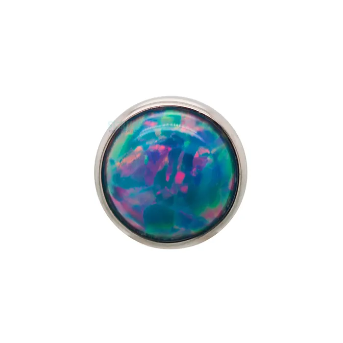 5mm BezelSet Opal Cabochon Threaded End Industrial Strength IS Earrings