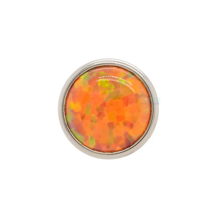5mm BezelSet Opal Cabochon Threaded End Industrial Strength IS Earrings
