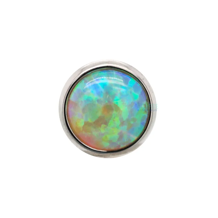 5mm BezelSet Opal Cabochon Threaded End Industrial Strength IS Earrings