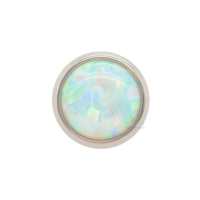 5mm BezelSet Opal Cabochon Threaded End Industrial Strength IS Earrings