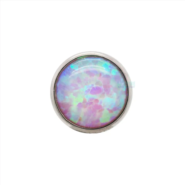 5mm BezelSet Opal Cabochon Threaded End Industrial Strength IS Earrings