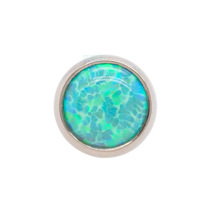 5mm BezelSet Opal Cabochon Threaded End Industrial Strength IS Earrings