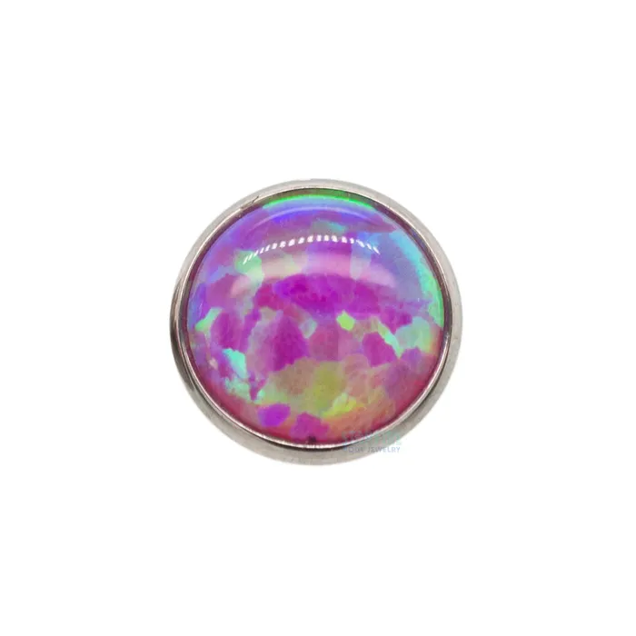 5mm BezelSet Opal Cabochon Threaded End Industrial Strength IS Earrings