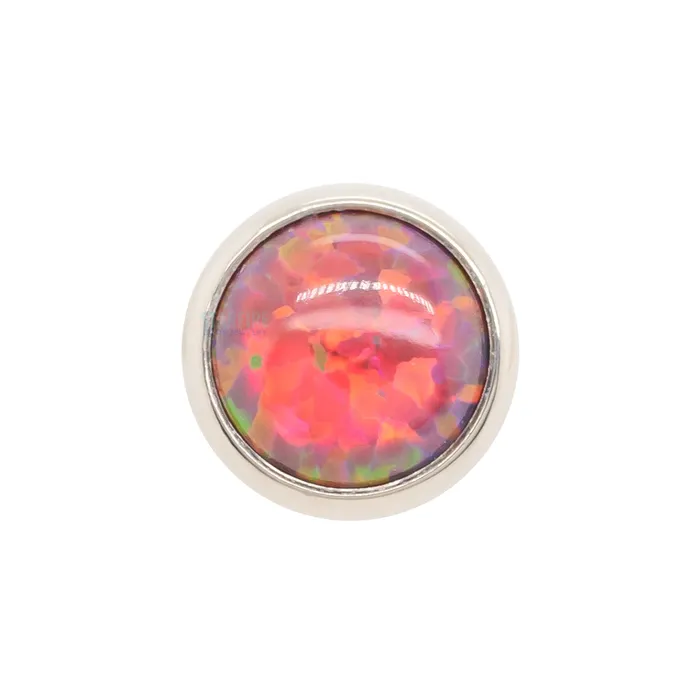 5mm BezelSet Opal Cabochon Threaded End Industrial Strength IS Earrings
