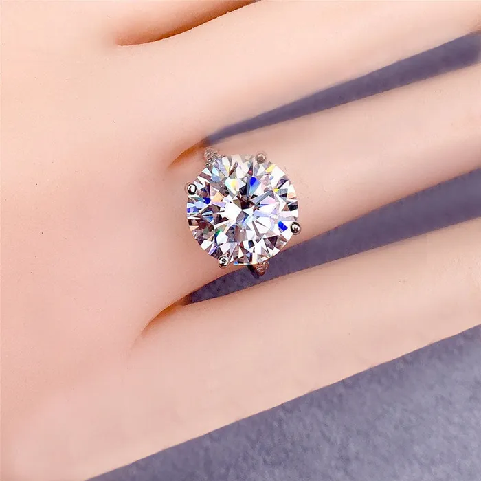 6 Carat Round Cut Moissanite Ring D Color Thin Band 4 Prong 5stone Leyloon Jewelry Rings 6 Carat Round Cut Moissanite Ring D Color Thin Band 4 Prong 5stone Leyloon Jewelry Rings