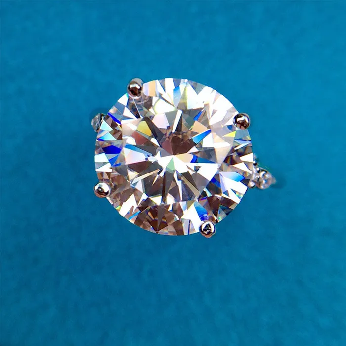 6 Carat Round Cut Moissanite Ring D Color Thin Band 4 Prong 5stone Leyloon Jewelry Rings