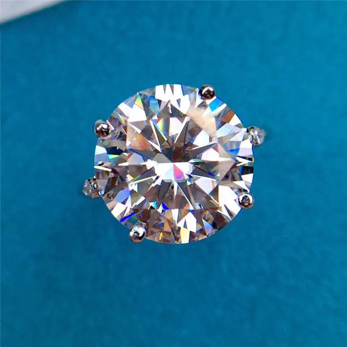6 Carat Round Cut Moissanite Ring D Color Thin Band 4 Prong 5stone Leyloon Jewelry Rings