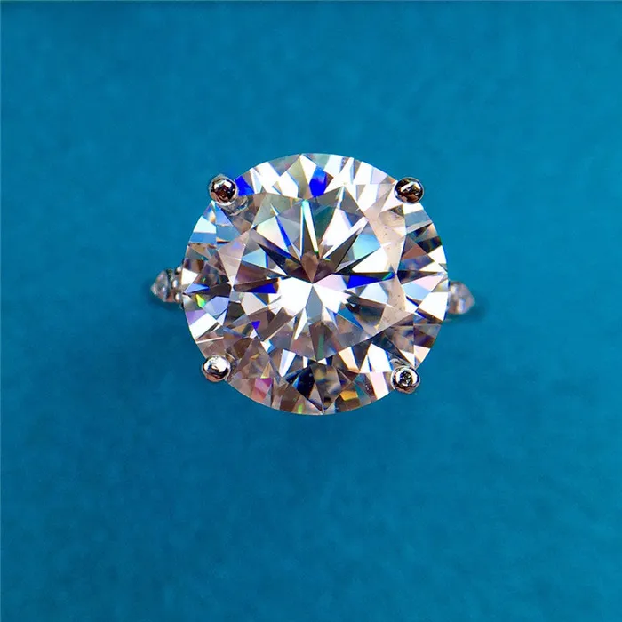 6 Carat Round Cut Moissanite Ring D Color Thin Band 4 Prong 5stone Leyloon Jewelry Rings