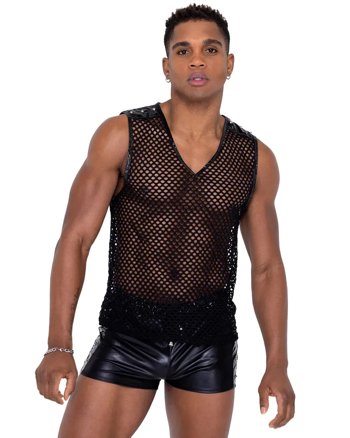 6330 Mens Fishnet Tank Top Roma Costume Inc Rings