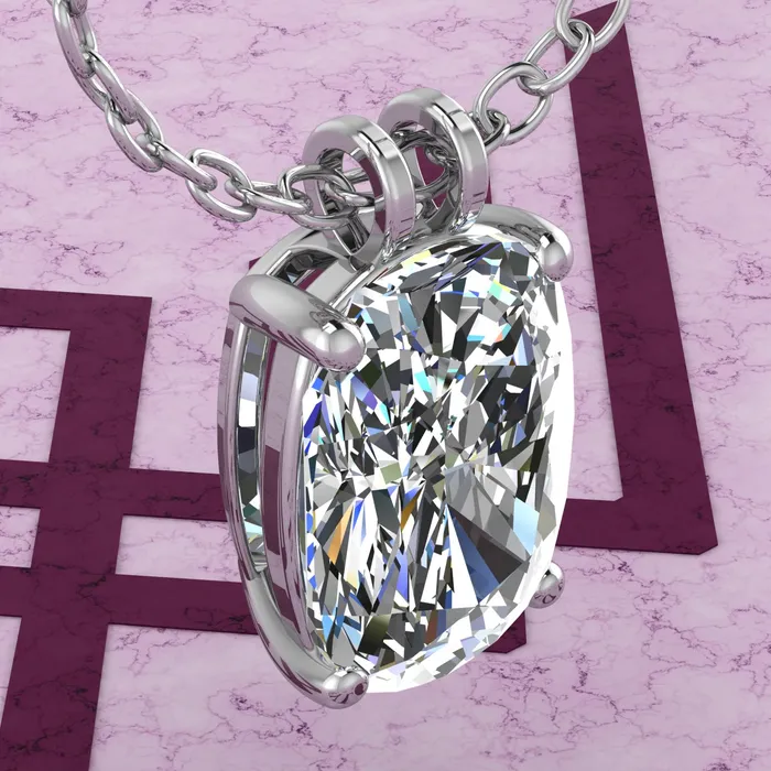 8 CT Medium Cushion Cut Solitaire Basket Moissanite Necklace D Color Leyloon Jewelry Necklaces