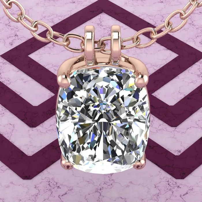 8 CT Medium Cushion Cut Solitaire Basket Moissanite Necklace D Color Leyloon Jewelry Necklaces