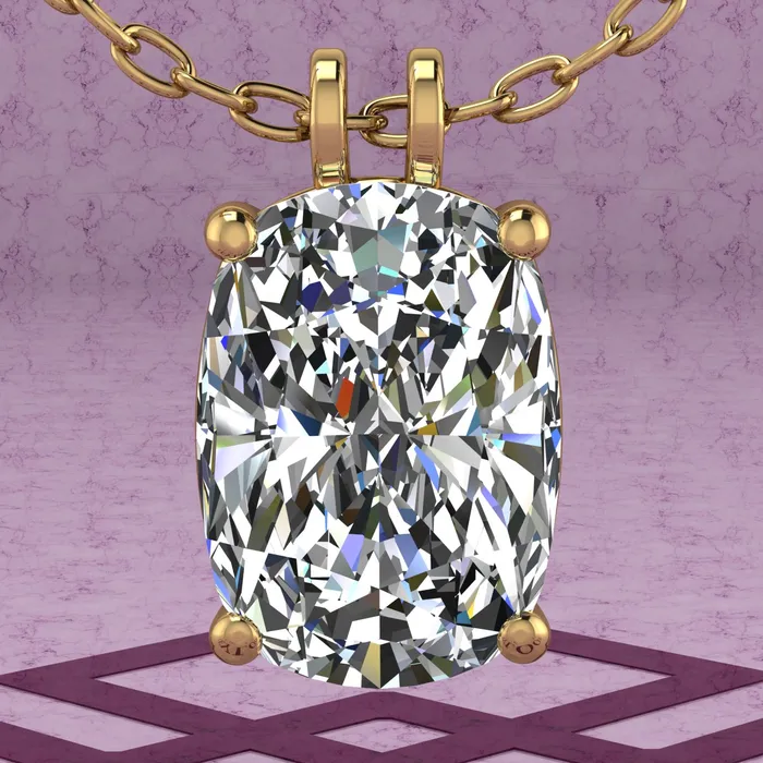 8 CT Medium Cushion Cut Solitaire Basket Moissanite Necklace D Color Leyloon Jewelry Necklaces