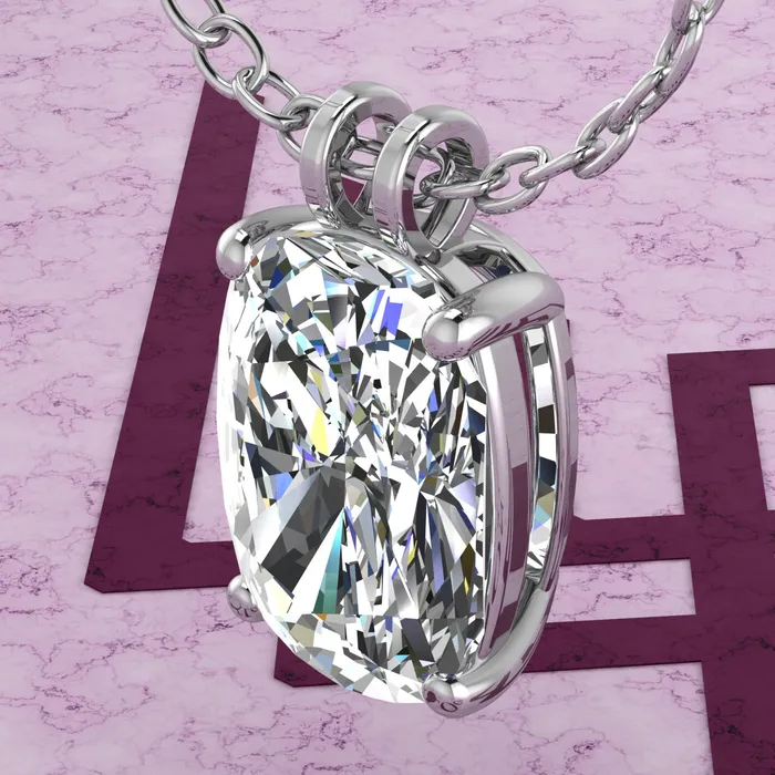 8 CT Medium Cushion Cut Solitaire Basket Moissanite Necklace D Color Leyloon Jewelry Necklaces