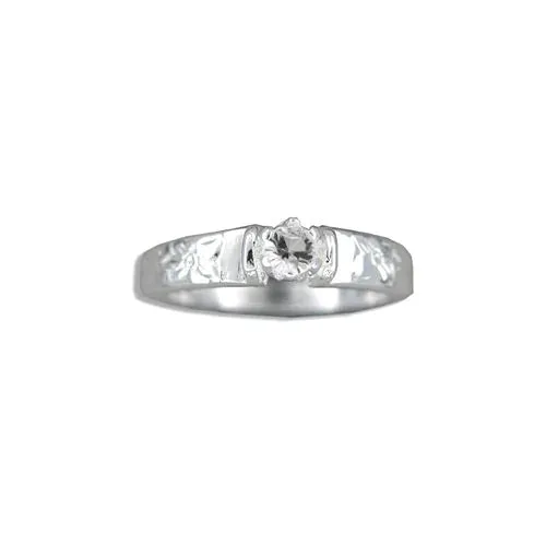 925 Sterling Silver Tasi Plumeria and Scroll Ring wCZ rosamarianas Rings