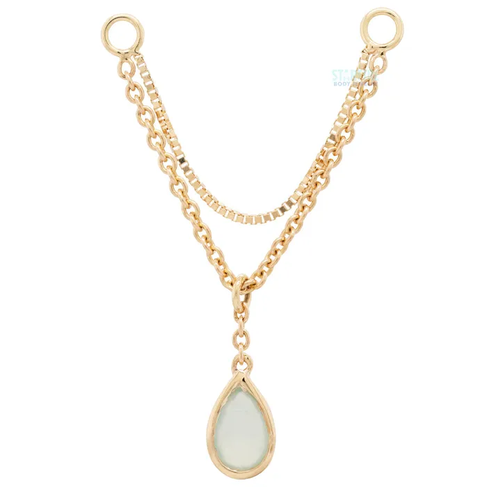 Amihan Droplet Chain Attachment in Gold with Aqua Chalcedony Modern Mood Necklaces Amihan Droplet Chain Attachment in Gold with Aqua Chalcedony Modern Mood Necklaces