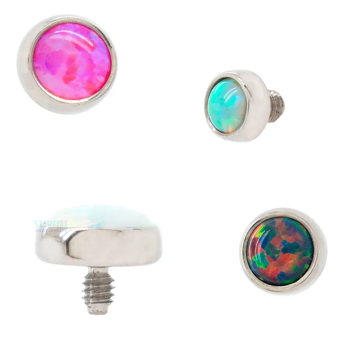 Anatometal Earrings 5mm BezelSet Opal Cabochon Threaded End