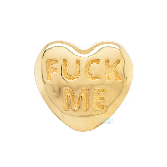 Anatometal Earrings Conversation Hearts Threaded End in Gold