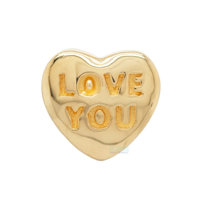 Anatometal Earrings Conversation Hearts Threaded End in Gold