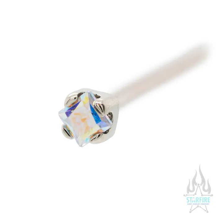 Anatometal Earrings PrincessCut BrilliantCut Gem Nostril Screw in Gold