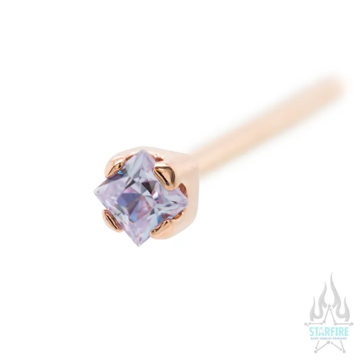 Anatometal Earrings PrincessCut BrilliantCut Gem Nostril Screw in Gold