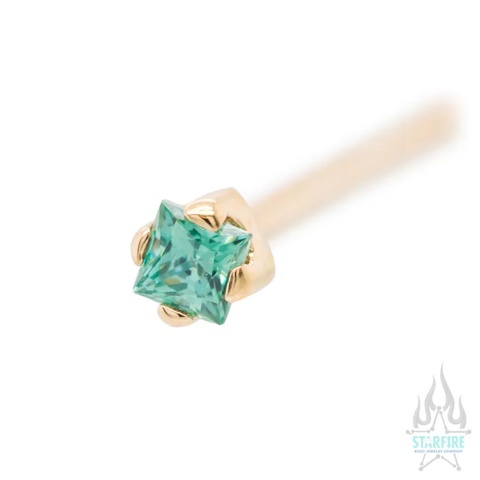 Anatometal Earrings PrincessCut BrilliantCut Gem Nostril Screw in Gold