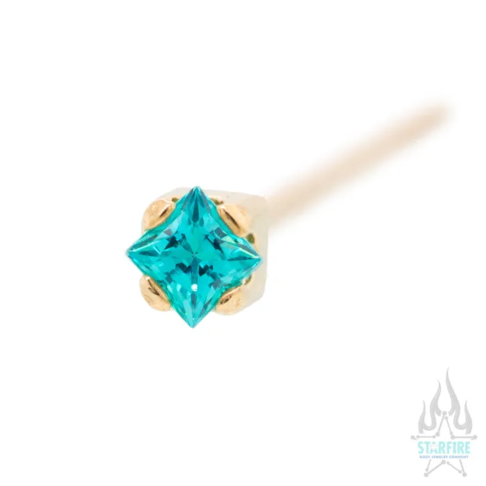 Anatometal Earrings PrincessCut BrilliantCut Gem Nostril Screw in Gold