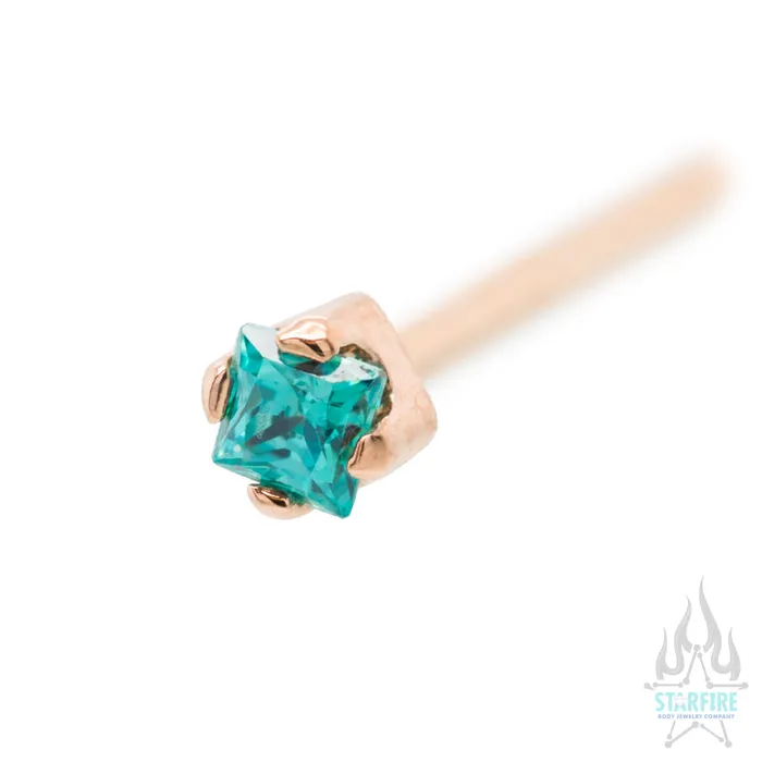 Anatometal Earrings PrincessCut BrilliantCut Gem Nostril Screw in Gold