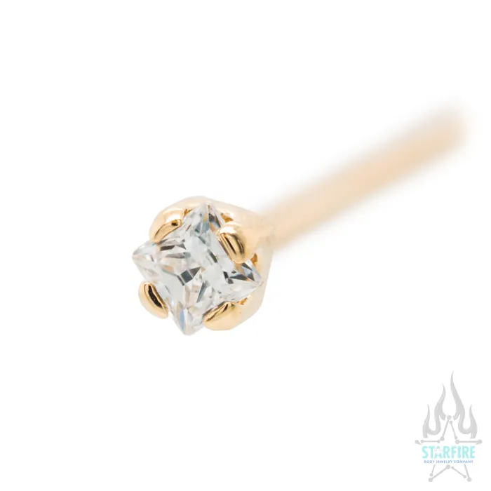 Anatometal Earrings PrincessCut BrilliantCut Gem Nostril Screw in Gold