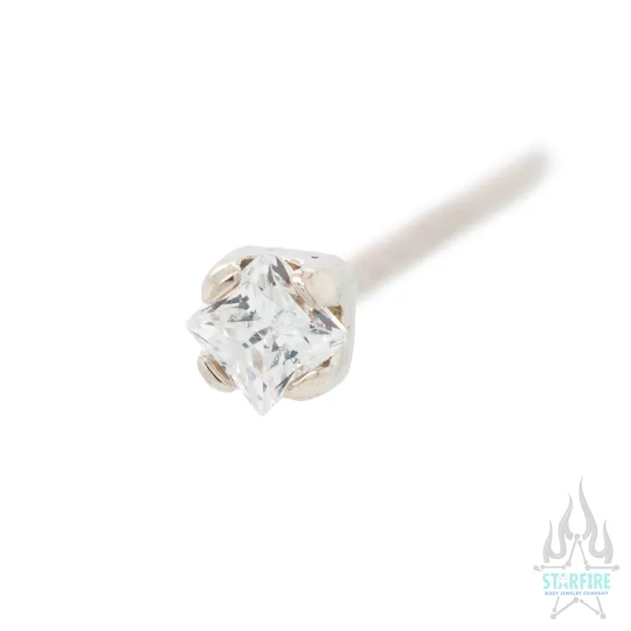 Anatometal Earrings PrincessCut BrilliantCut Gem Nostril Screw in Gold