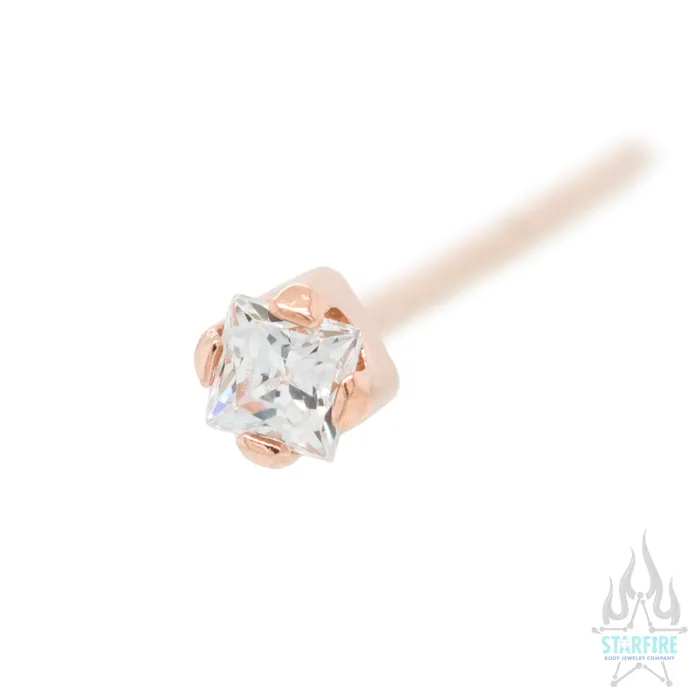 Anatometal Earrings PrincessCut BrilliantCut Gem Nostril Screw in Gold