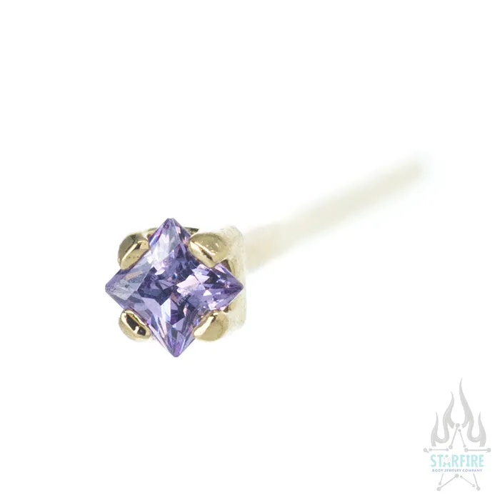 Anatometal Earrings PrincessCut BrilliantCut Gem Nostril Screw in Gold