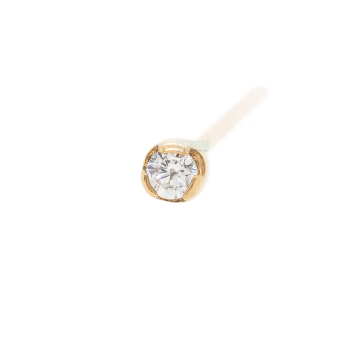 Anatometal Earrings ProngSet Nostril Screw in Gold with 15mm BrilliantCut Gem