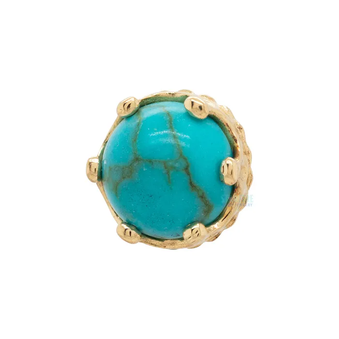 Anatometal Earrings Queen Crown Threaded End in Yellow Gold with Stone Cabochon Anatometal Earrings Queen Crown Threaded End in Yellow Gold with Stone Cabochon