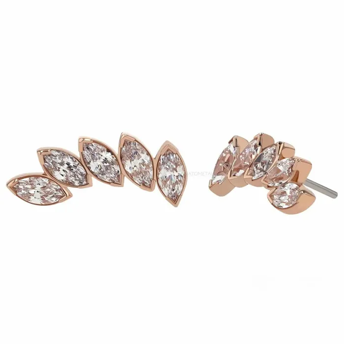 Anatometal Earrings threadless 5 Gem Fanfare End in Rose Gold with BrilliantCut Gems Anatometal Earrings threadless 5 Gem Fanfare End in Rose Gold with BrilliantCut Gems
