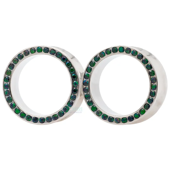 Anatometal Rings Gemmed Eyelets with Faceted Black Opal