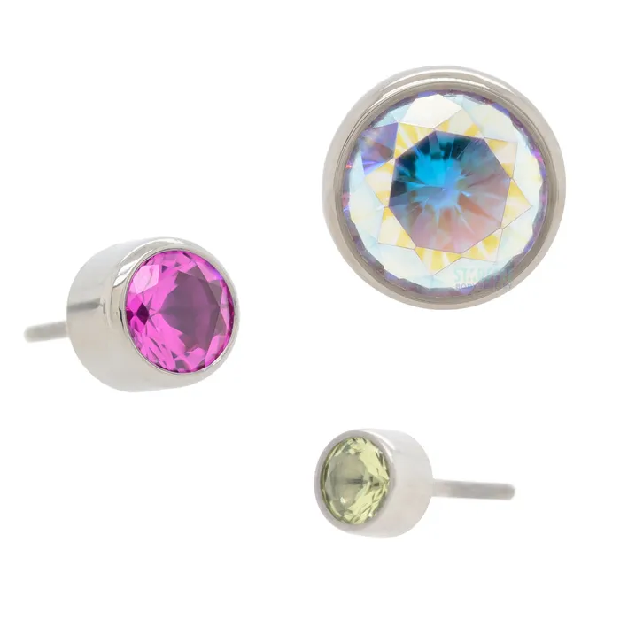 Anatometal Rings threadless 5mm BezelSet BrilliantCut Gem End