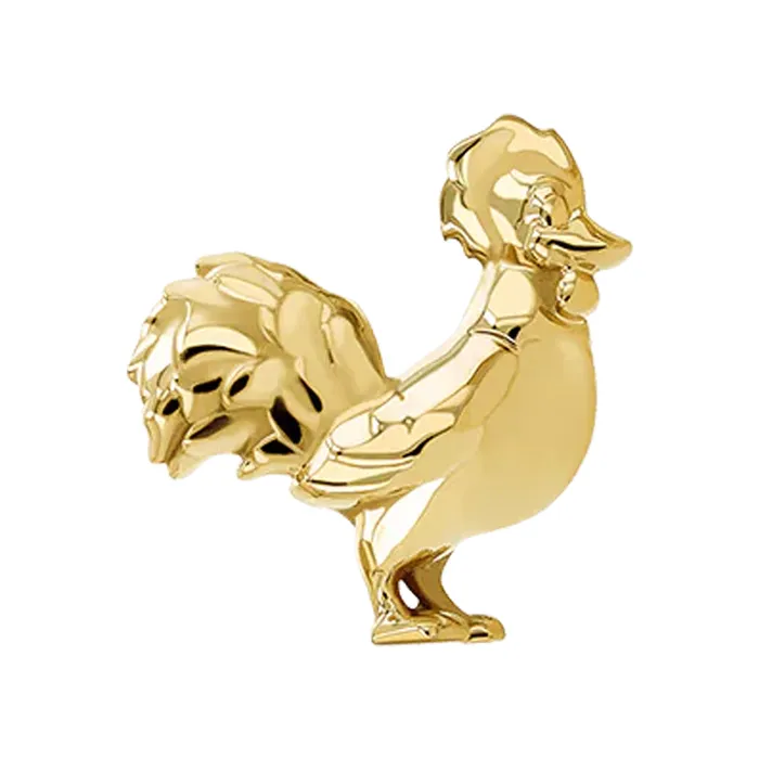Anatometal Rooster Threaded End in Gold Earrings
