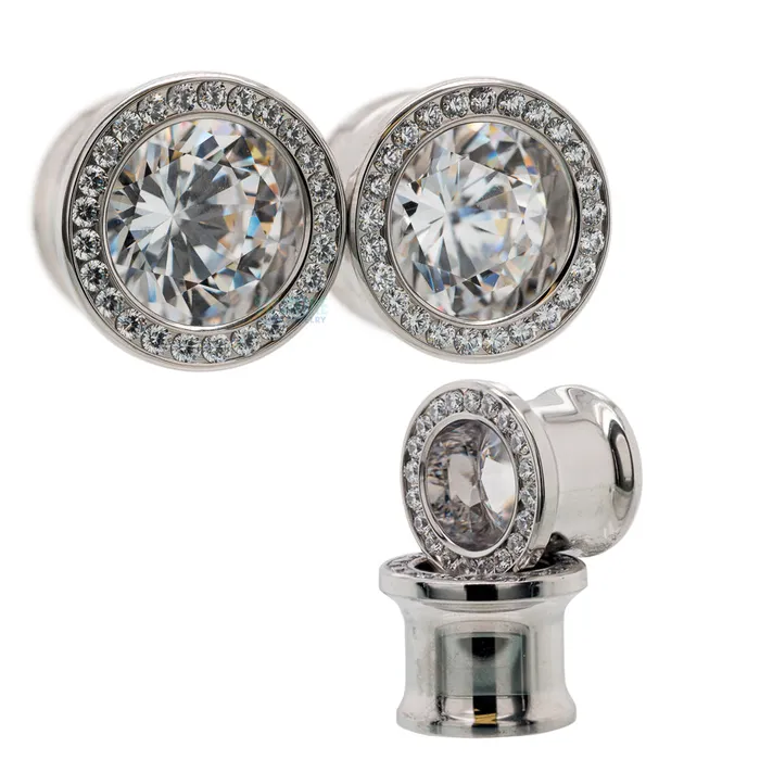 Anatometal Super Gemmed BIG BLING Plugs Eyelets with BrilliantCut Gems Citrine Necklaces