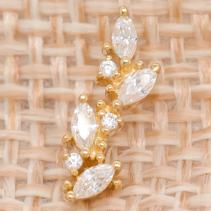 Andreia Threaded End in Gold with CZs Junipurr Jewelry Earrings